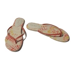 Nine West Women's Shoes Pink Yellow Tie Dye Flat Thong Flip Flops Sandels Size 9